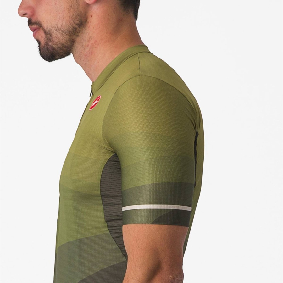 Maillot Castelli ORIZZONTE Homme Vert Foncé Vert Olive Argent | NEJPQ-0132