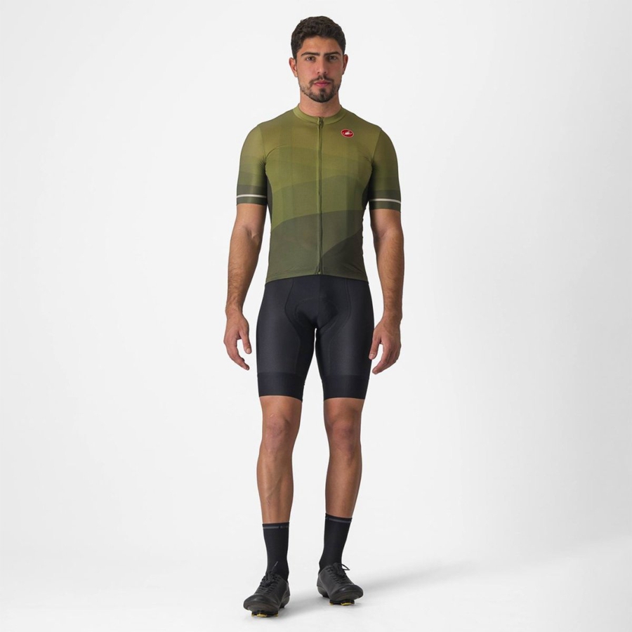 Maillot Castelli ORIZZONTE Homme Vert Foncé Vert Olive Argent | NEJPQ-0132