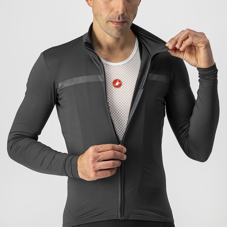 Maillot Castelli PRO THERMAL MID LS Homme Grise Foncé | DVZST-5834