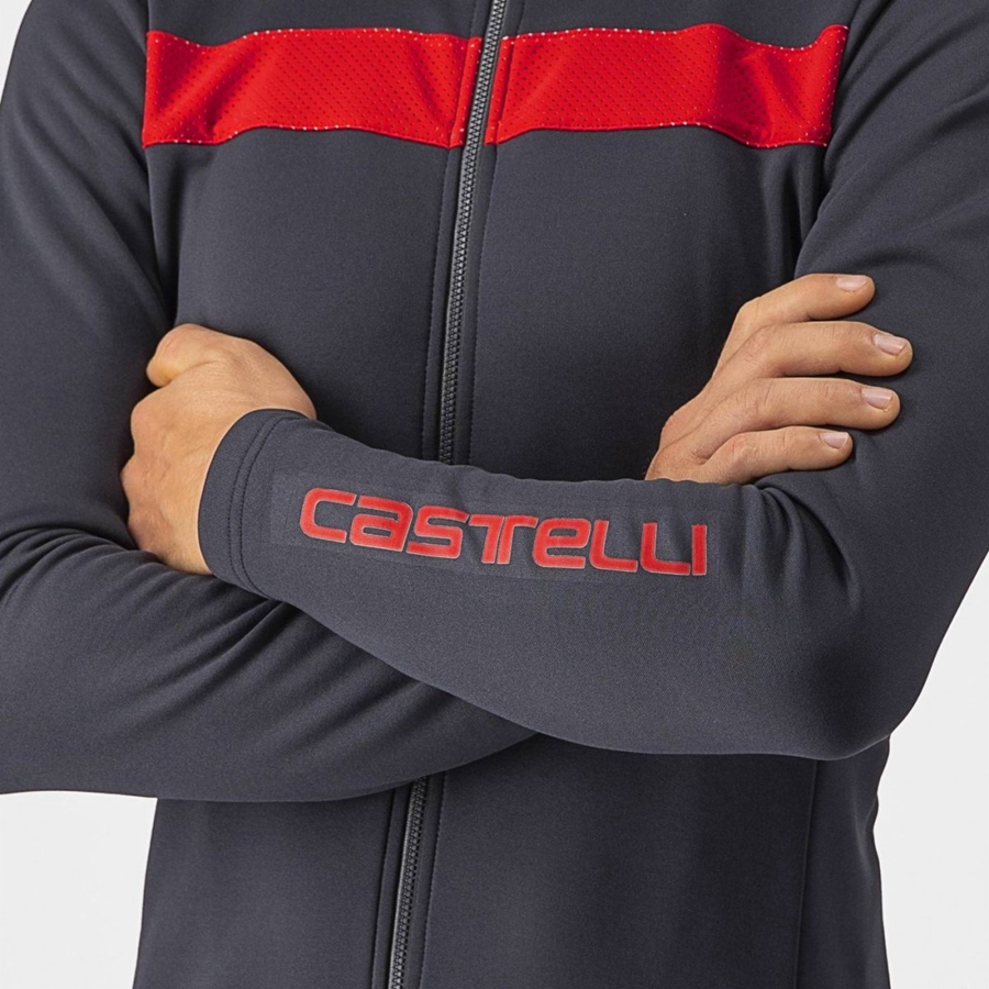 Maillot Castelli PURO 3 FZ Homme Grise Foncé Rouge | BSVME-3058