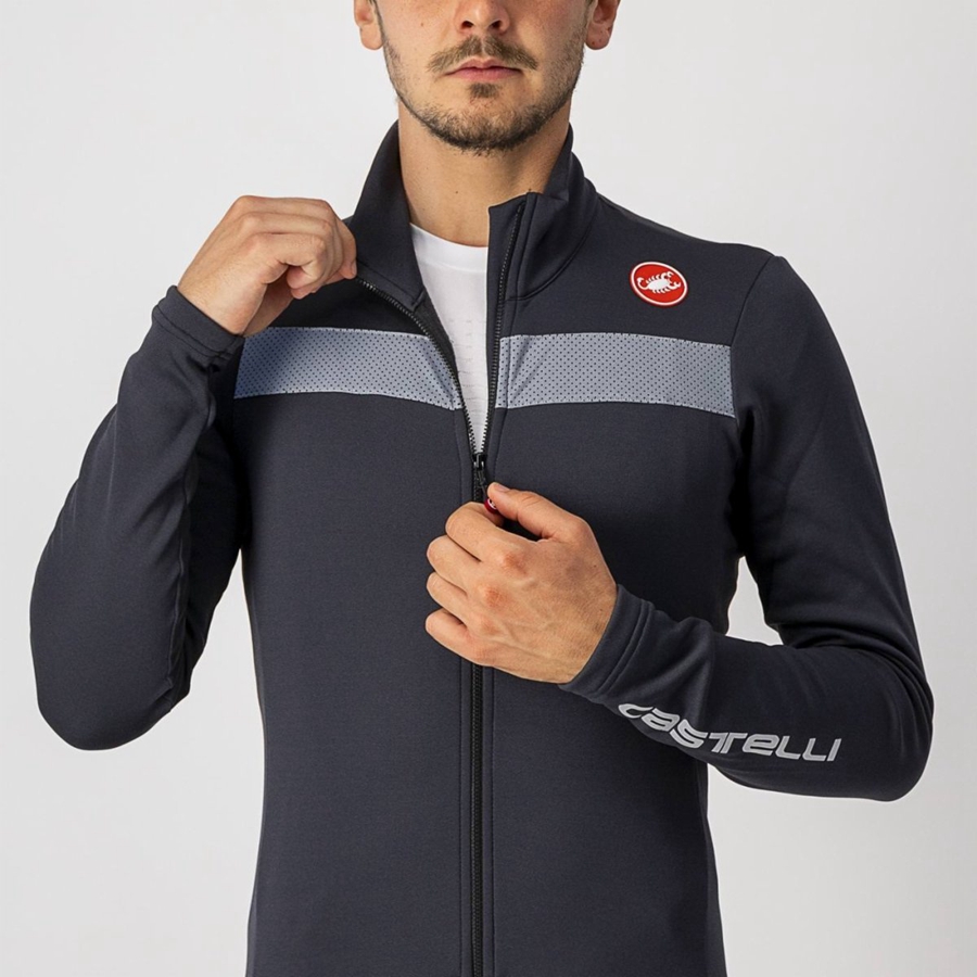 Maillot Castelli PURO 3 FZ Homme Noir Argent | DLPOJ-3760