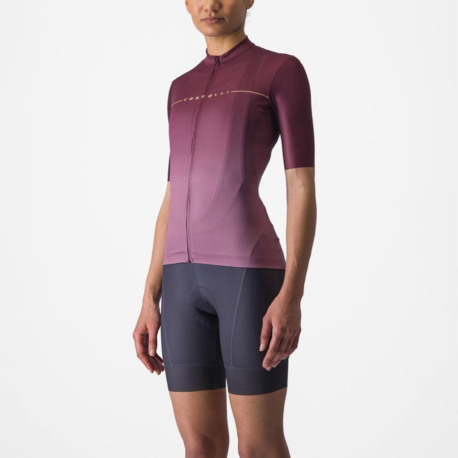 Maillot Castelli SALITA Femme Bordeaux Foncé Violette Foncé | DEKLH-2598