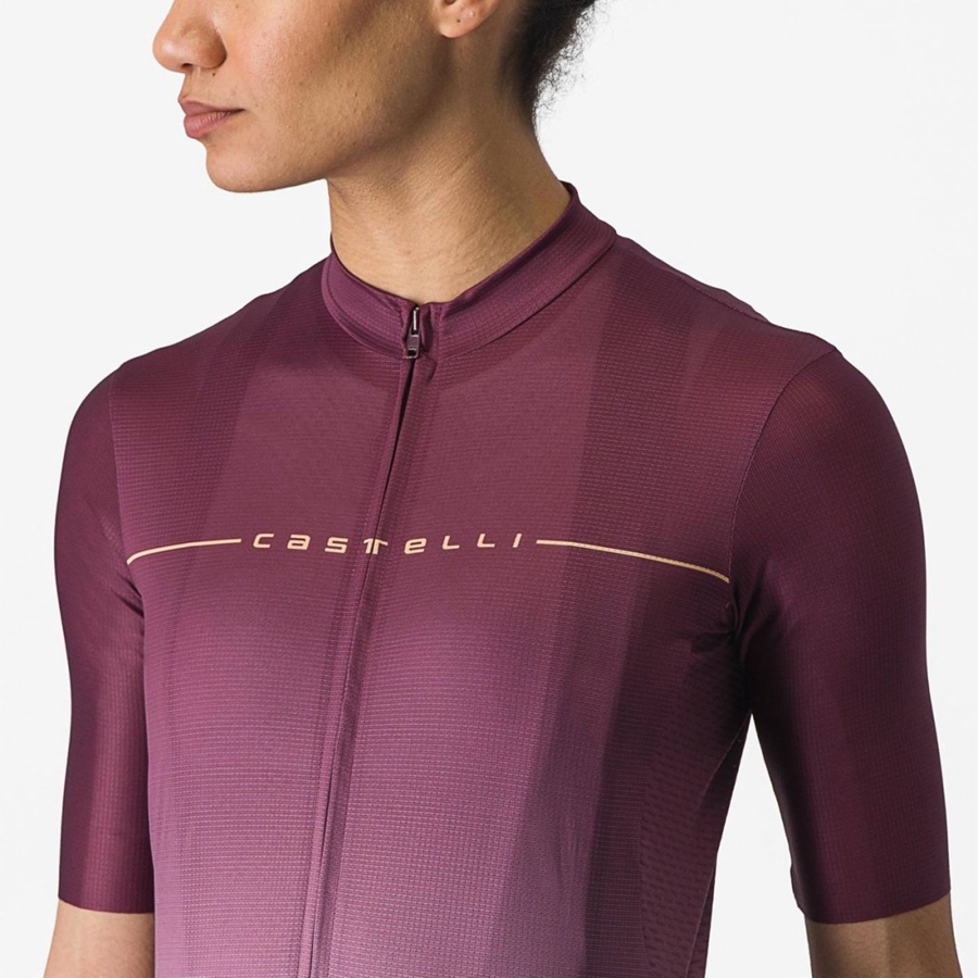 Maillot Castelli SALITA Femme Bordeaux Foncé Violette Foncé | DEKLH-2598