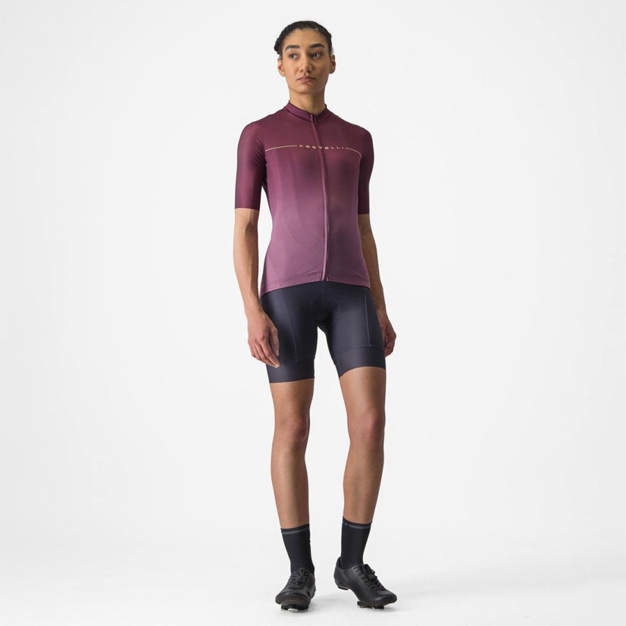 Maillot Castelli SALITA Femme Bordeaux Foncé Violette Foncé | DEKLH-2598