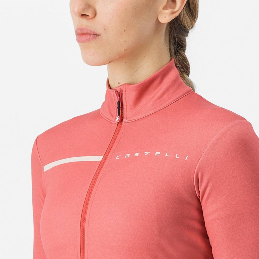 Maillot Castelli SINERGIA 2 FZ Femme Rouge Blanche Rose | KLTWQ-2938