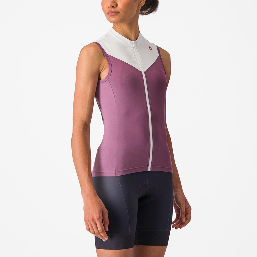 Maillot Castelli SOLARIS SLEEVELESS Femme Violette Foncé Blanche | EUAOW-8154