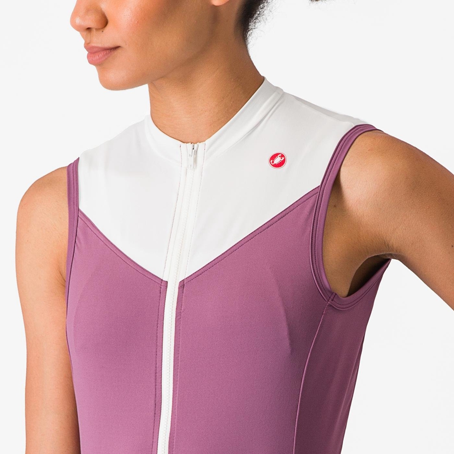 Maillot Castelli SOLARIS SLEEVELESS Femme Violette Foncé Blanche | EUAOW-8154