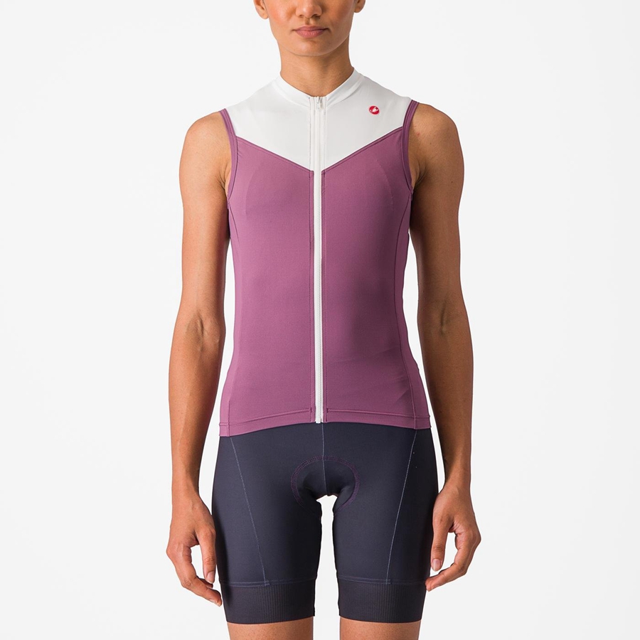 Maillot Castelli SOLARIS SLEEVELESS Femme Violette Foncé Blanche | EUAOW-8154