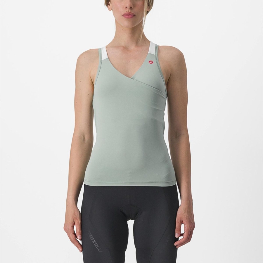 Maillot Castelli SOLARIS TOP Femme Vert Blanche | NCOXK-0932