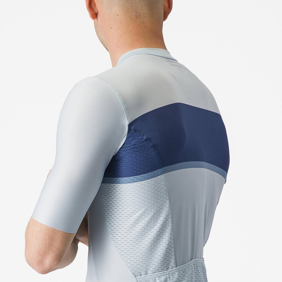 Maillot Castelli TRADIZIONE Homme Bleu Bleu Grise | DSVTR-6527