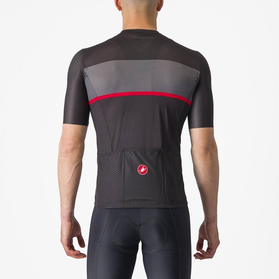 Maillot Castelli TRADIZIONE Homme Noir Grise Foncé Rouge | ZNSRK-4756