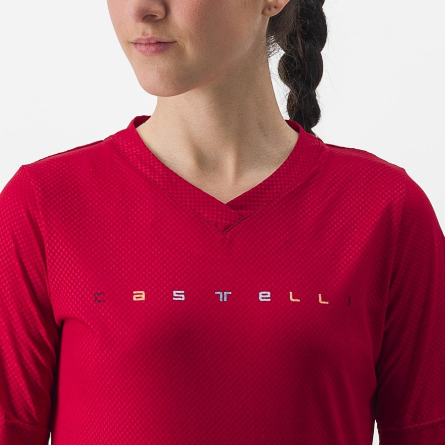 Maillot Castelli TRAIL TECH 2 W TEE Femme Rouge Foncé | RNIKH-4298