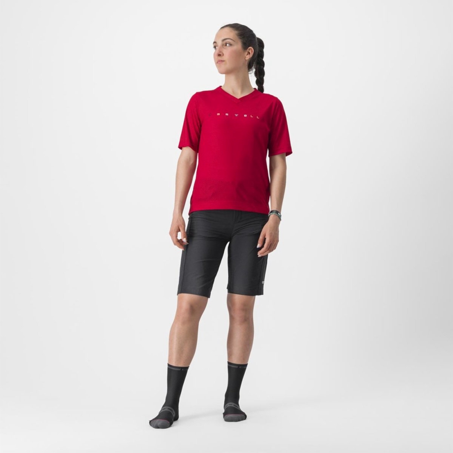 Maillot Castelli TRAIL TECH 2 W TEE Femme Rouge Foncé | RNIKH-4298