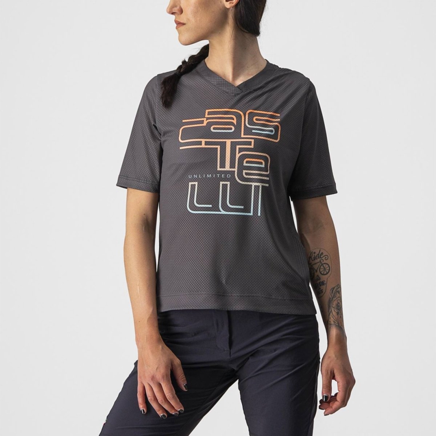 Maillot Castelli TRAIL TECH W TEE Femme Grise Foncé | NTOLV-7104