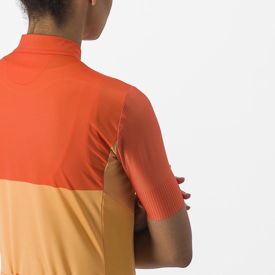 Maillot Castelli VELOCISSIMA Femme Orange Rouge Foncé | FXYCI-6217