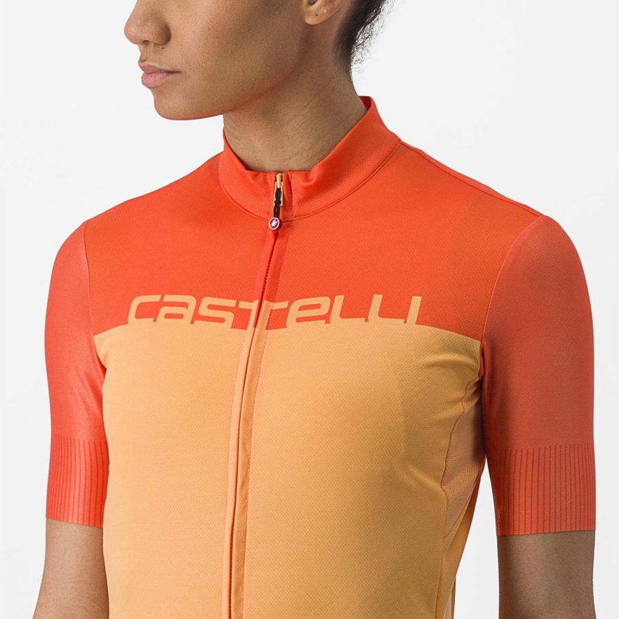 Maillot Castelli VELOCISSIMA Femme Orange Rouge Foncé | FXYCI-6217