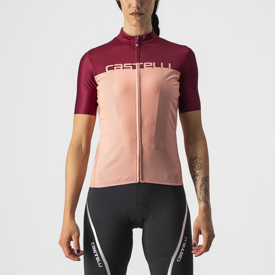 Maillot Castelli VELOCISSIMA Femme Rose Bordeaux | HBXTQ-8249