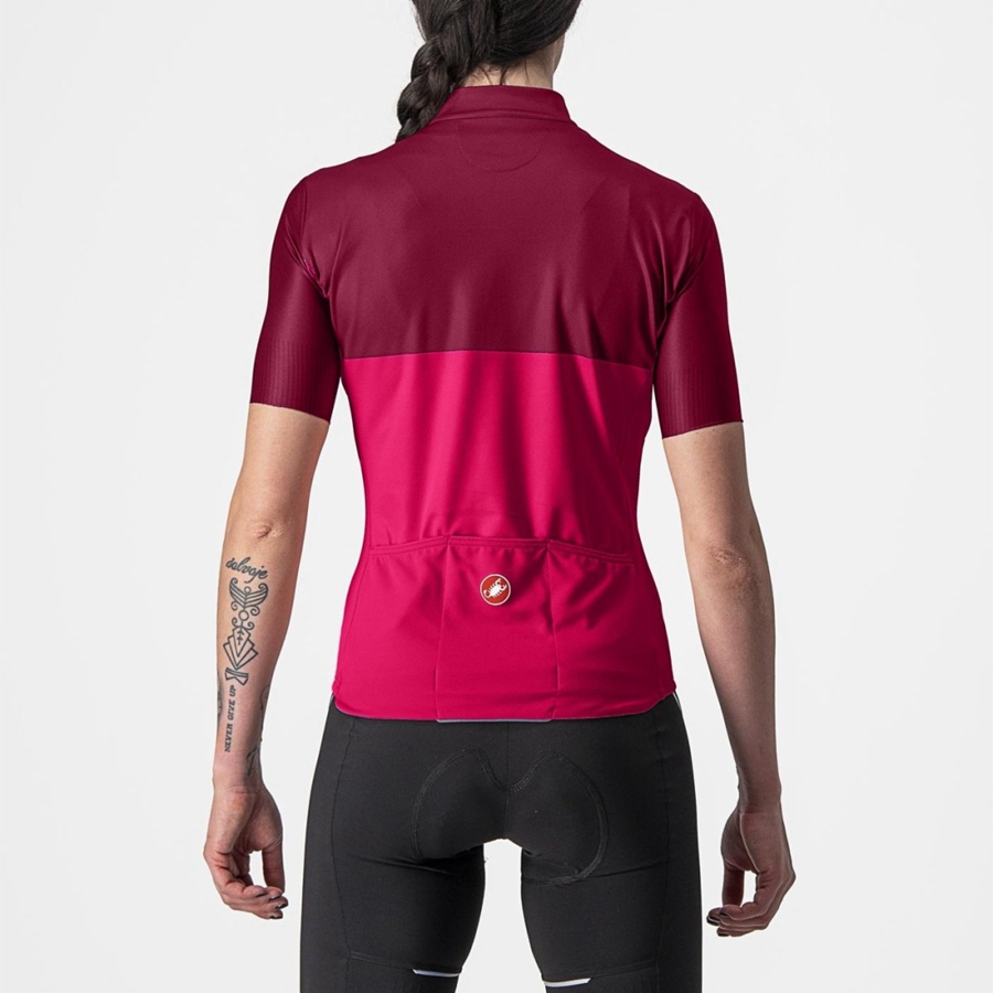 Maillot Castelli VELOCISSIMA Femme Rouge Bordeaux | QSDWM-1635