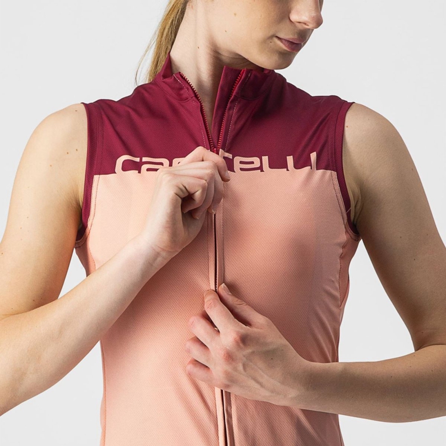 Maillot Castelli VELOCISSIMA SLEEVELESS Femme Rose Bordeaux | GMPBK-1543