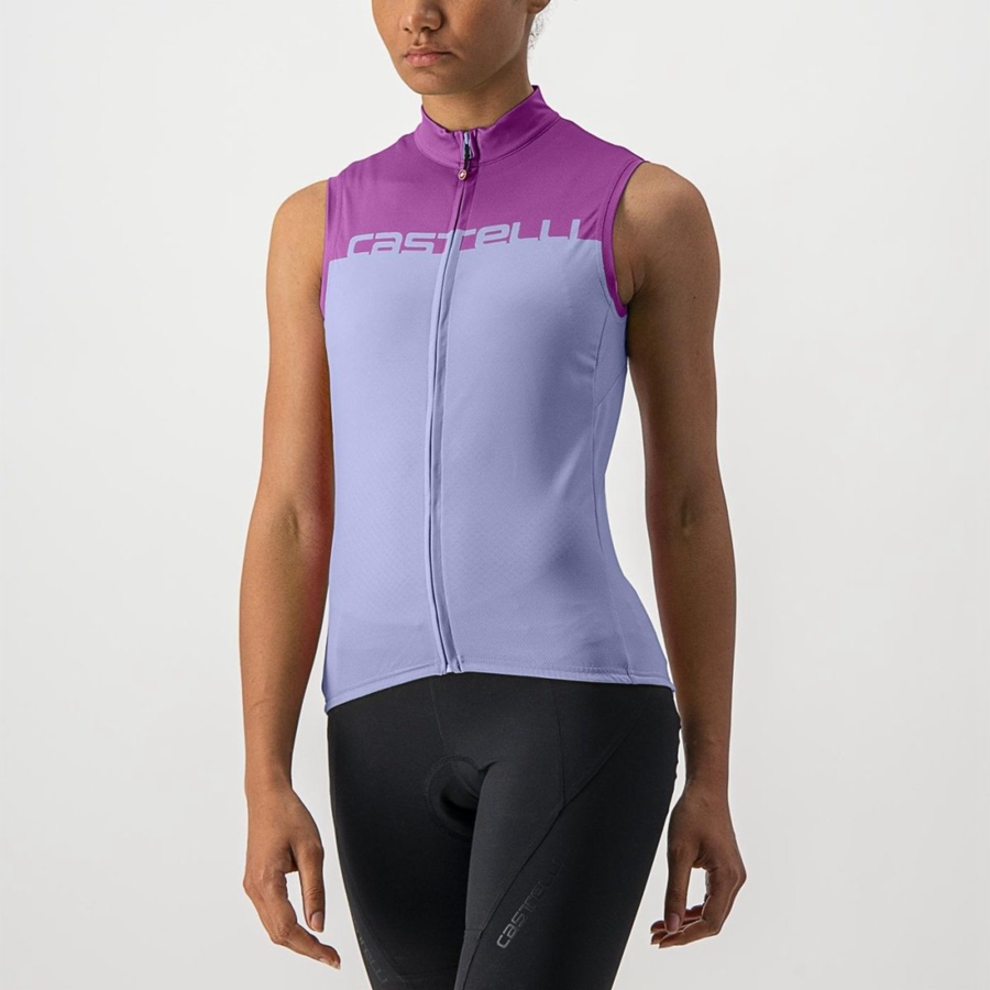 Maillot Castelli VELOCISSIMA SLEEVELESS Femme Violette Blanche | FKTMJ-6738