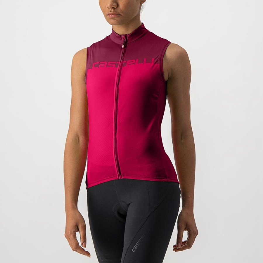 Maillot Castelli VELOCISSIMA SLEEVELESS Femme Rouge Bordeaux | GYMSB-9174