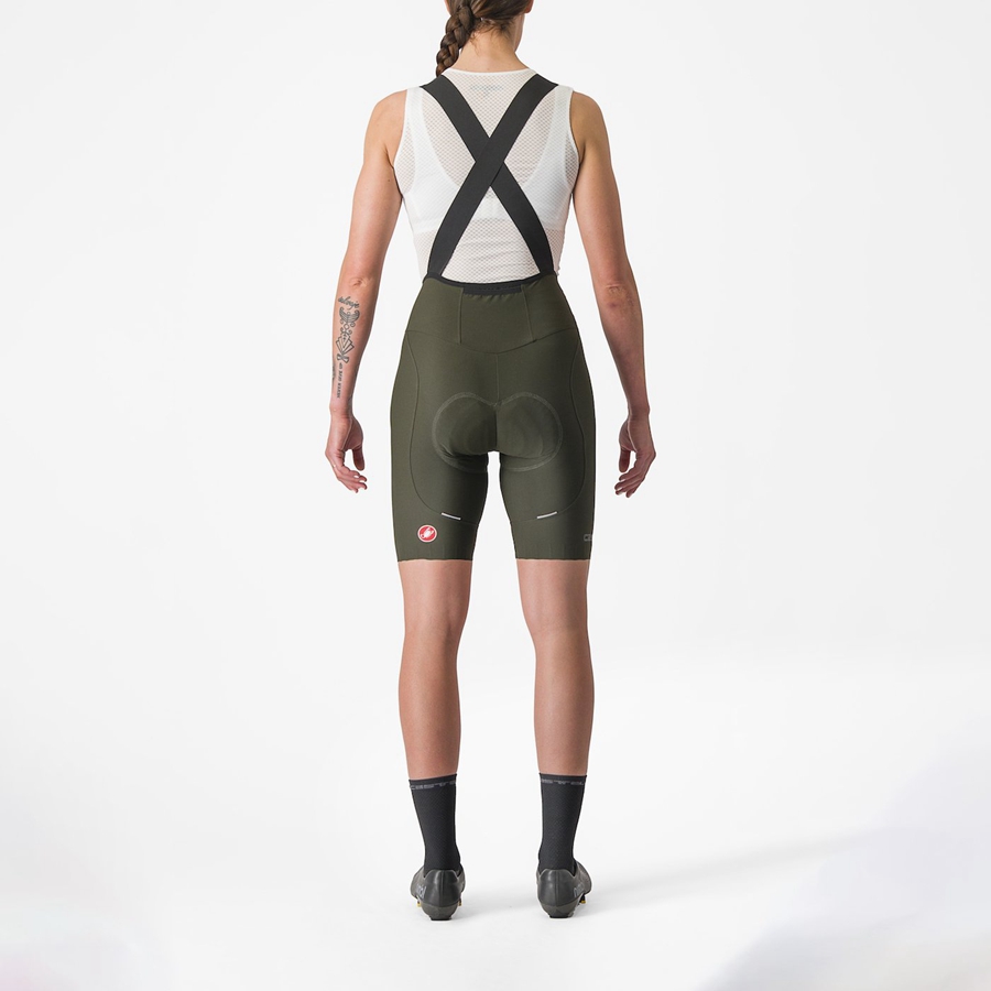 Short Avec Bavette Castelli ESPRESSO W DT Femme Vert Foncé | MGEOL-3091