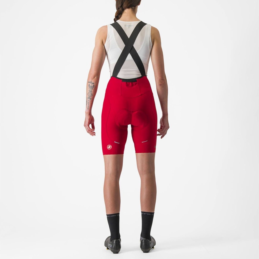 Short Avec Bavette Castelli ESPRESSO W DT Femme Rouge | QDMTS-0521