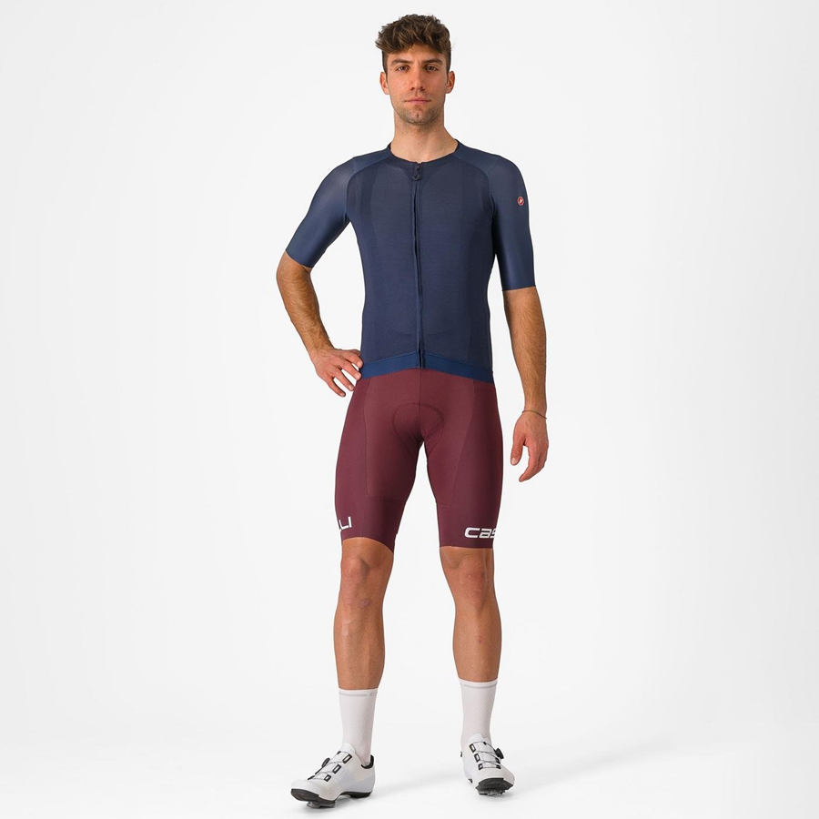 Short Avec Bavette Castelli FREE AERO RC CLASSIC Homme Bordeaux Foncé Blanche | YPQVD-1926