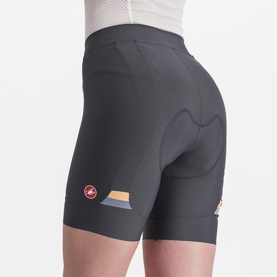 Short Castelli PRIMA Femme Grise Foncé Orange | TYHGC-0935