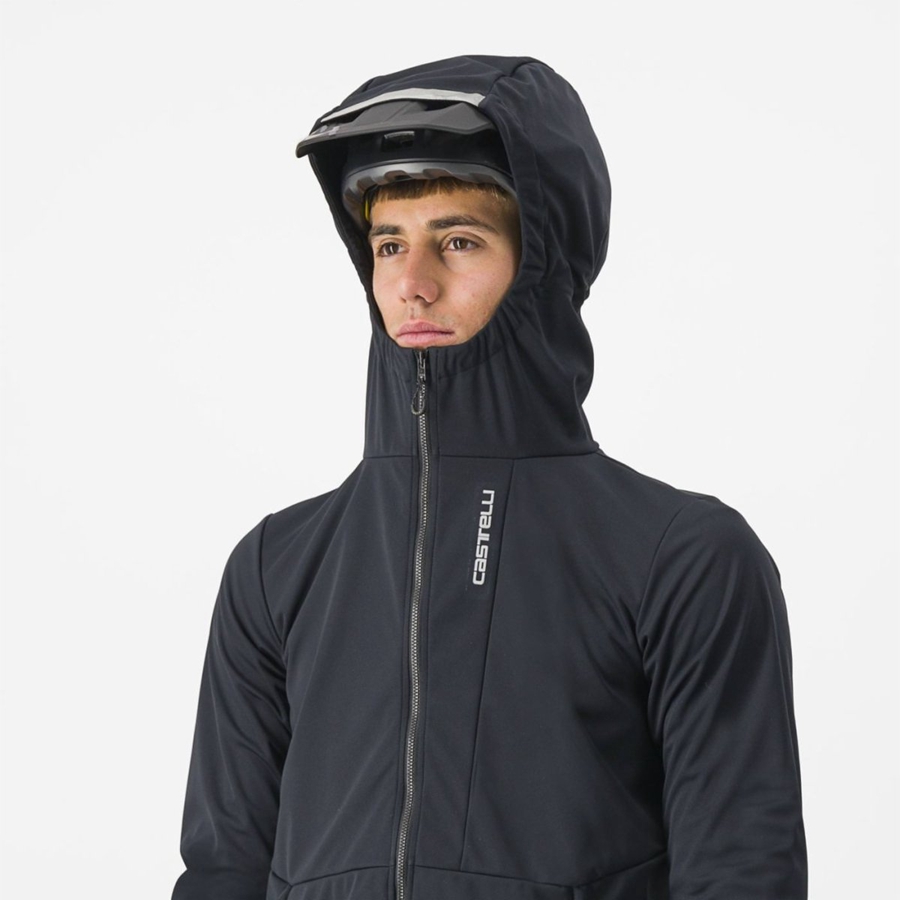 Vestes Castelli TRAIL HOODIE Homme Noir | KZDCY-9067