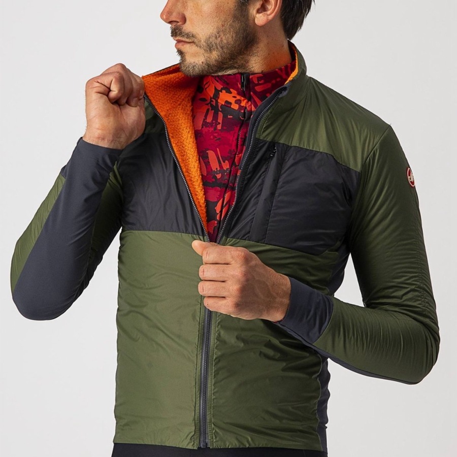 Vestes Castelli UNLIMITED PUFFY Homme Vert Clair Grise Foncé | WZGCV-0217